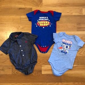 3/$12💰 Boy Lot of 3 Short Sleeve Onesies